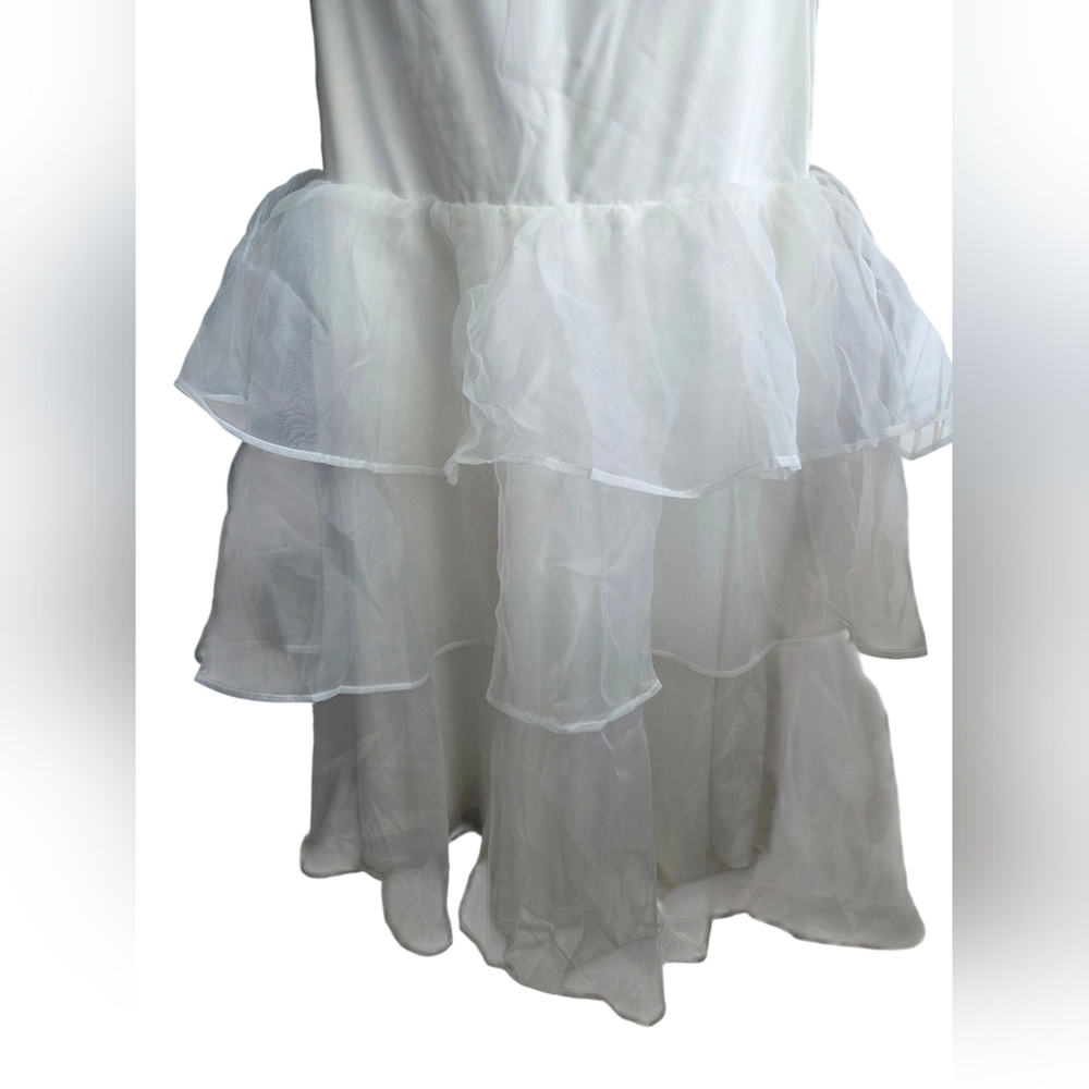 NWT Lulus White Tulle Tiered Strapless Maxi Dress Size M AS IS - Picture 4 of 6